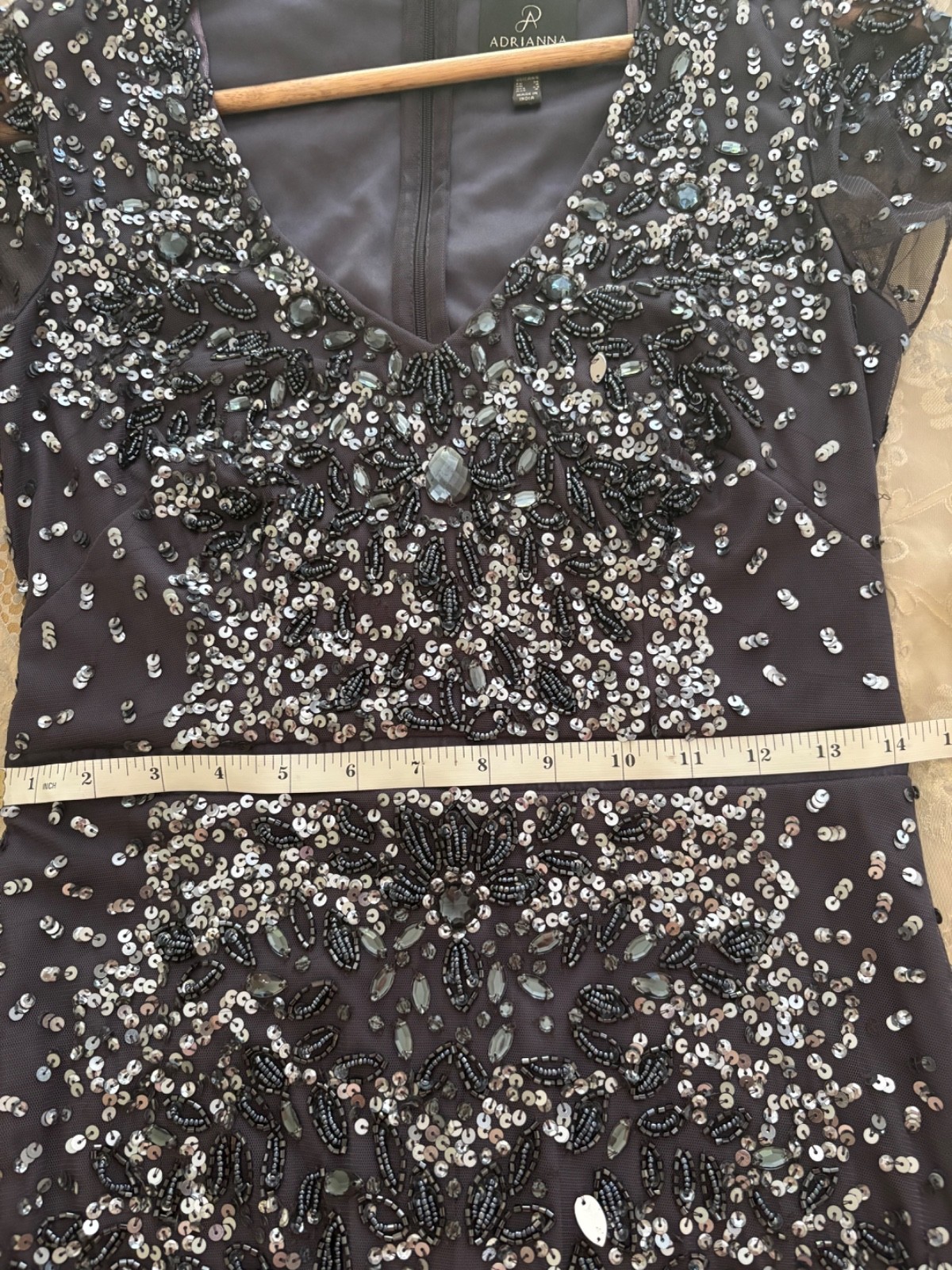 Adrianna Papell full length formal Gown in Gunmetal gray – Sz 4