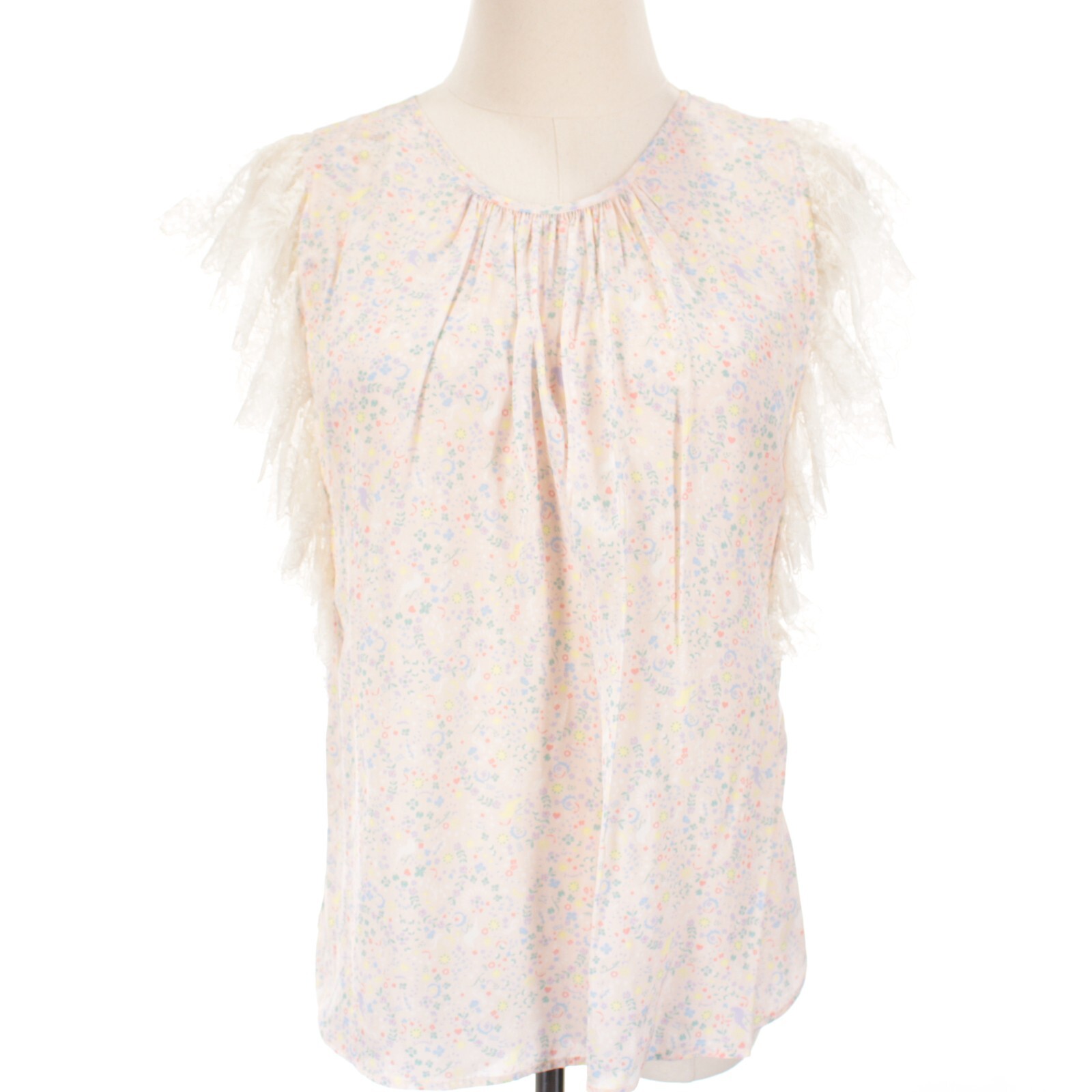 See By Chloe NWT Lace Trim Sleeveless Blouse Size 38 US 6 in Pink/Multi Floral
