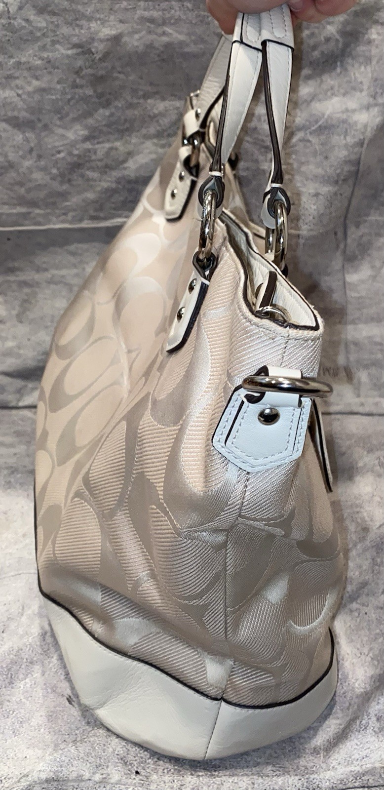 Coach Signature CC Monogram Izzy Campbell Satchel Crossbody Shoulder Bag Purse