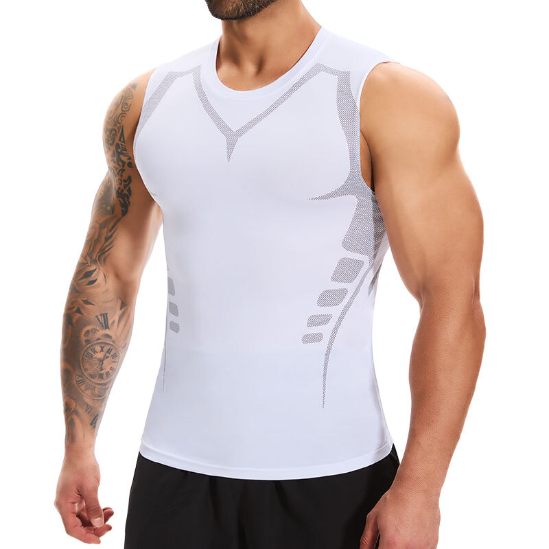 Men Compression Shirt Version Ionic Shaping Sleeveless Vest Tank Top S-2XL