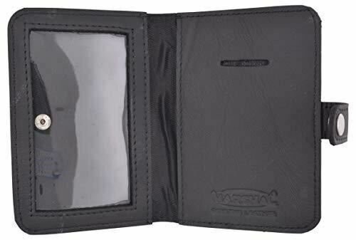 Genuine Leather Bifold Badge ID Holder with Snap Closure