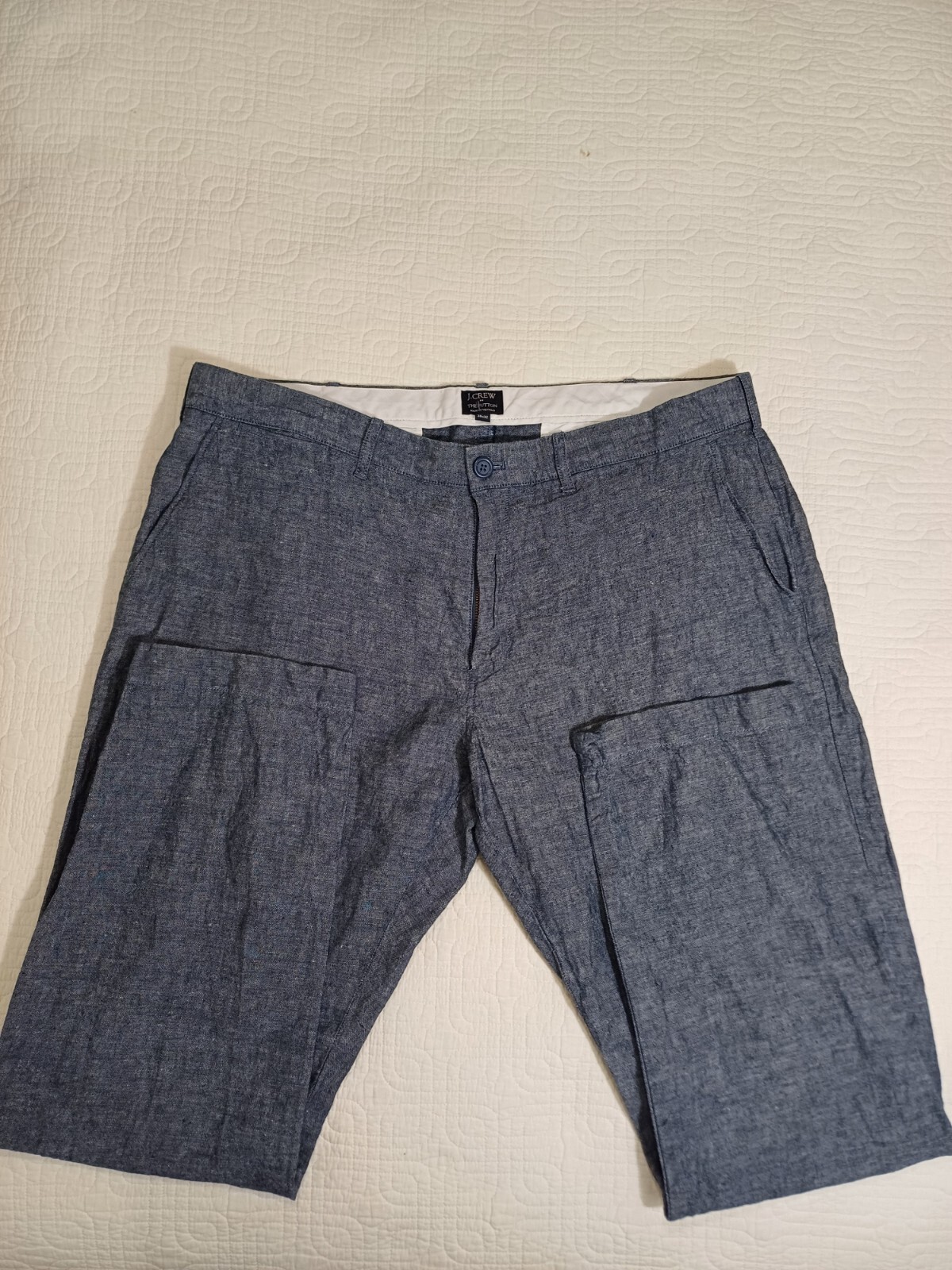 J Crew Pants Mens 38×31 Blue Linen Blend The Sutton Slim Straight Chino Trousers