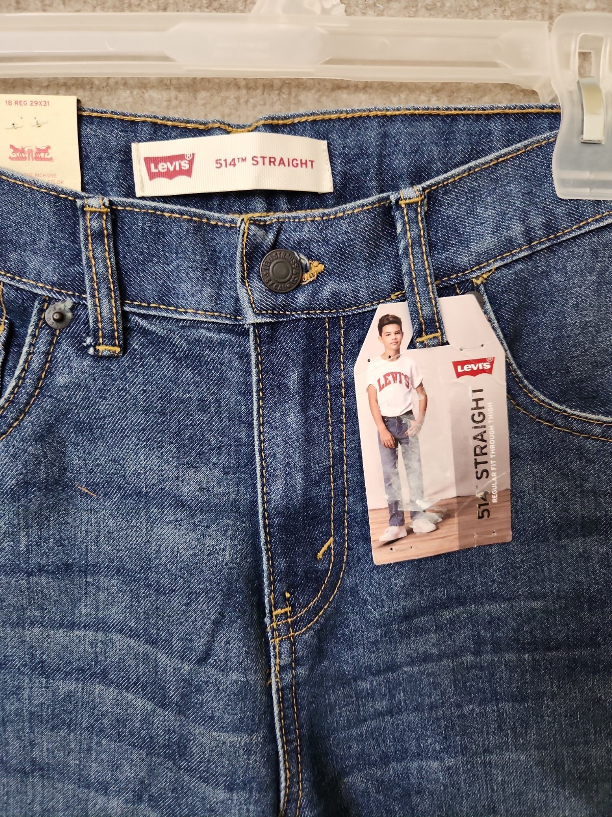 Levis 514 Straight Jeans Mens 18 29×31 Blue Medium Wash Adjust Waist NEW
