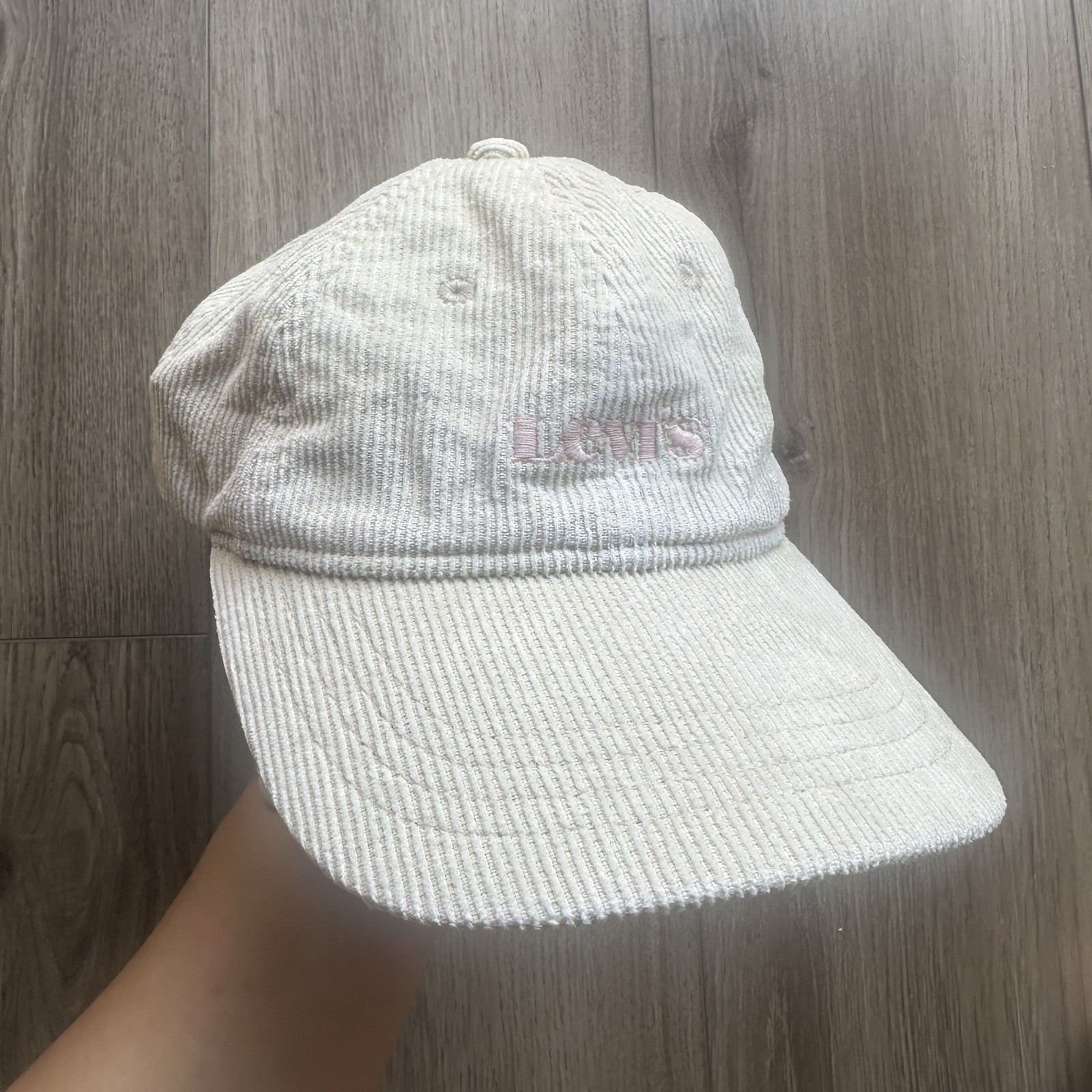 Levi’s Beige Corduroy Baseball Cap Embroidered Logo Adjustable Strap 22 in.