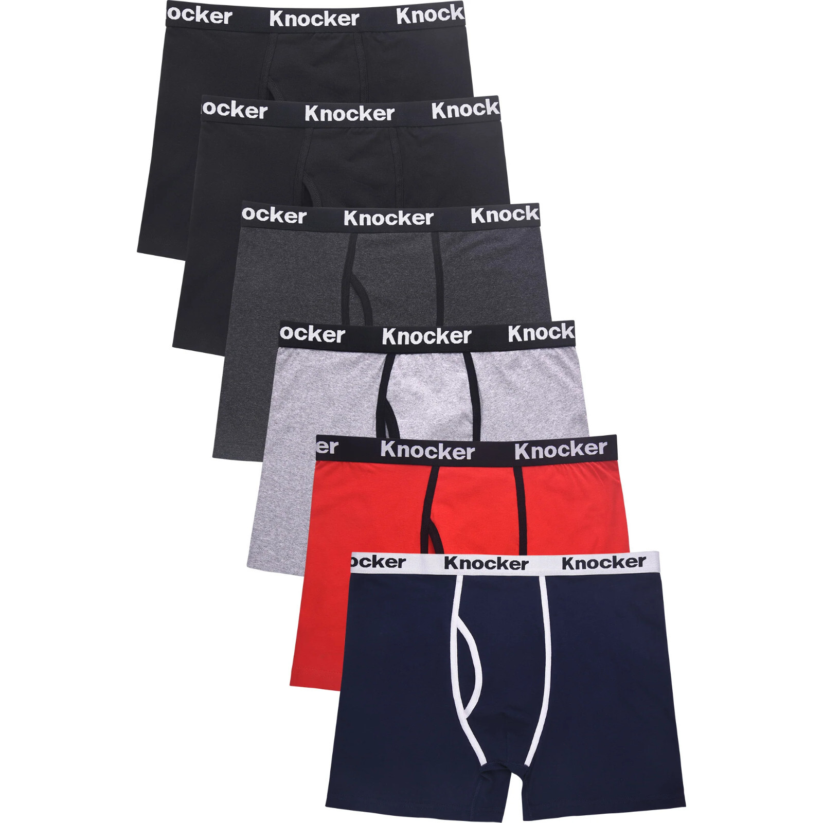 4 Boxers Knocker Men Color Cotton & Spandex Stretch Boxer Briefs Underwear S-3XL