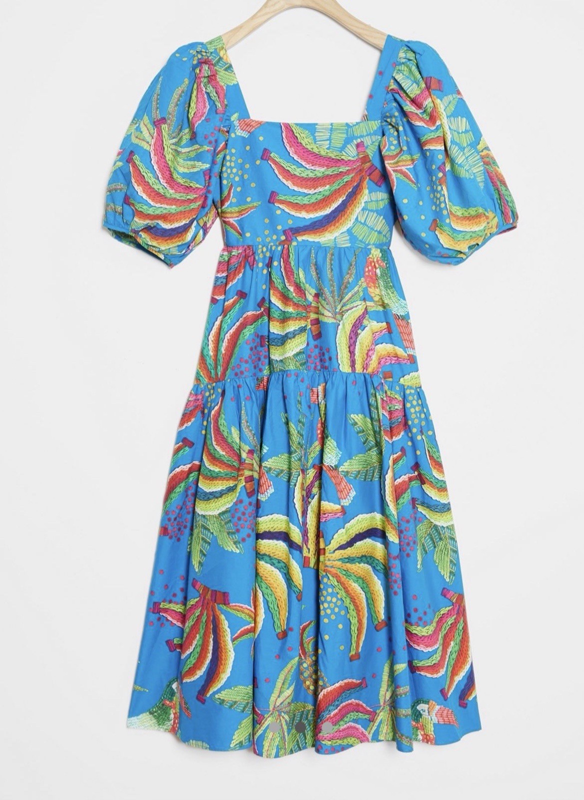 Anthropologie Farm Rio Tropics Tiered Midi Dress Size Small-FLAW
