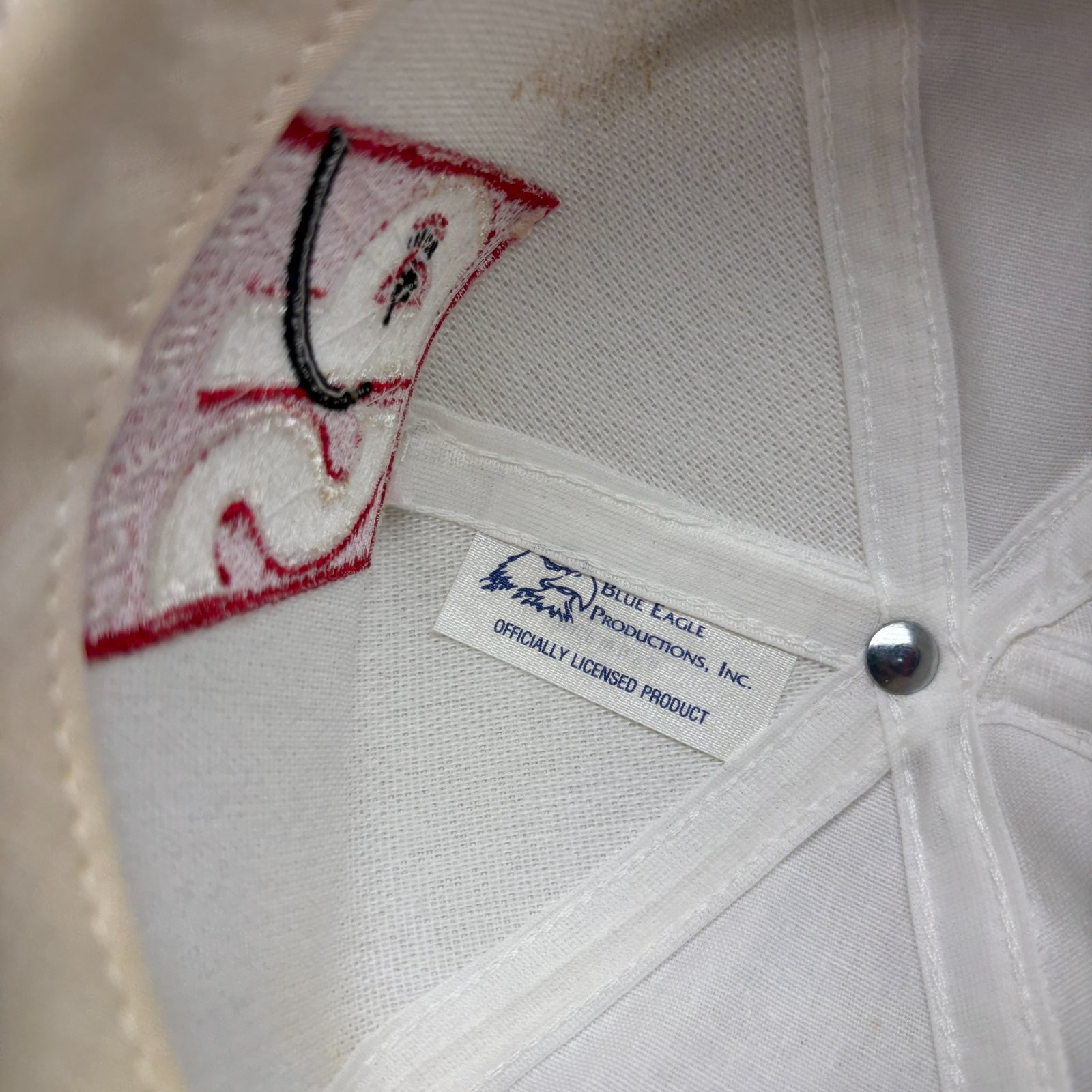 Vintage SP Construction Services Hat Cap Snap Back White Red Logo Promo VTG 90s