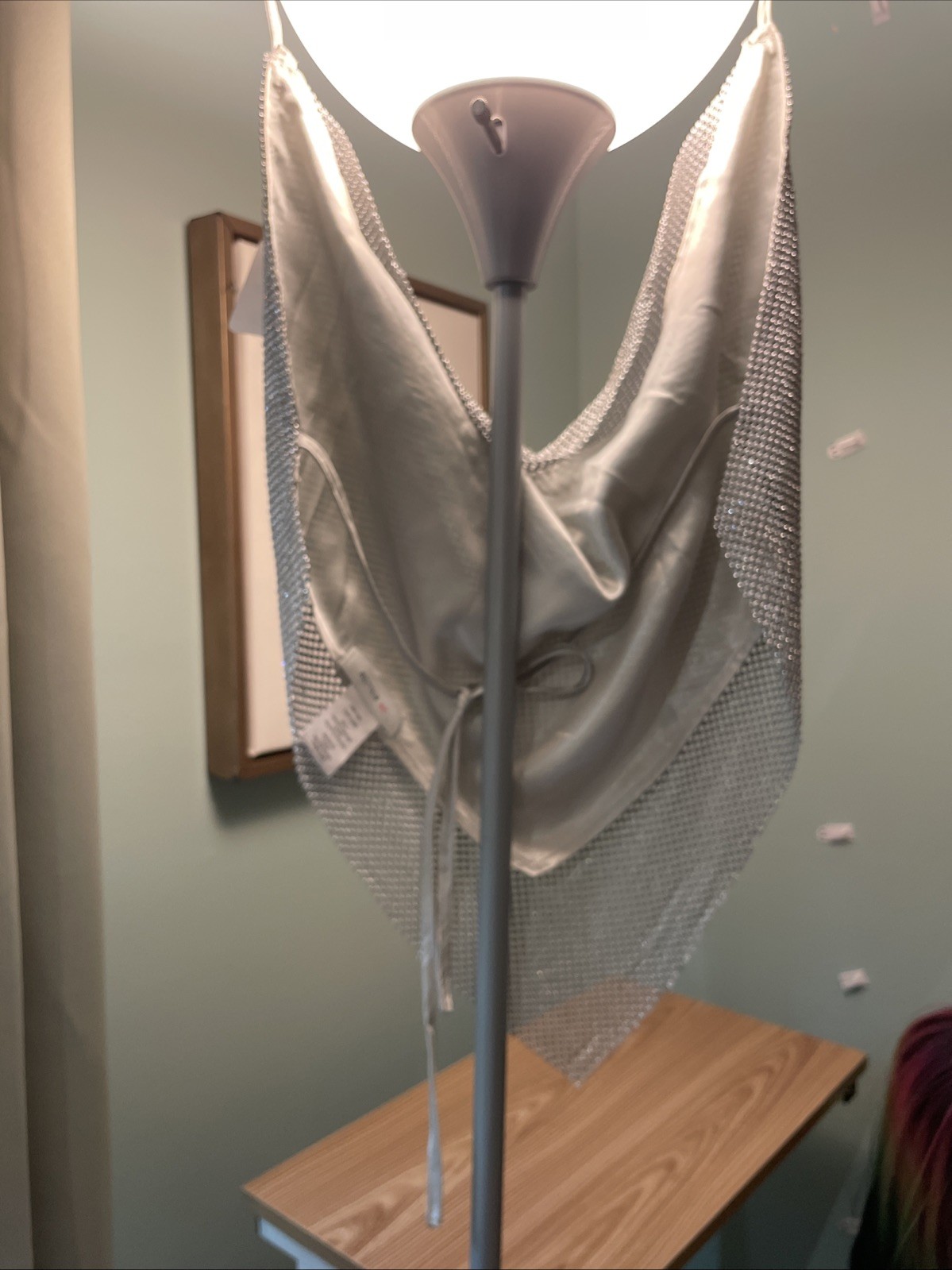 Silver Diamond Open Back One Size Scoop Neck Top