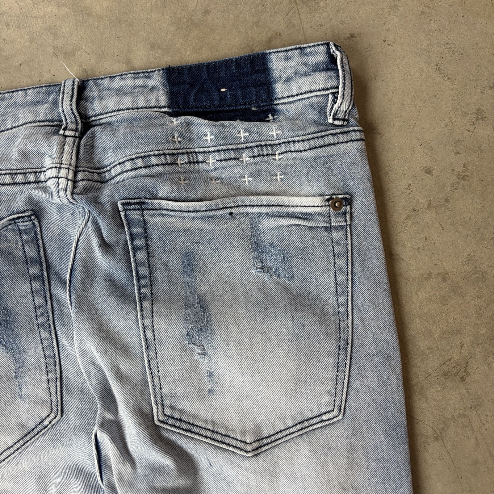 Ksubi Van Winkle Trashed Dreams Jeans Denim Distressed Skinny Light Wash 31×32