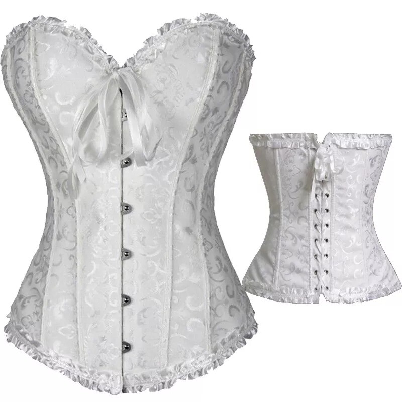 Women Lace Up Sexy Bustier Corset Overbust Burlesque Tops Lingerie Waist Cincher