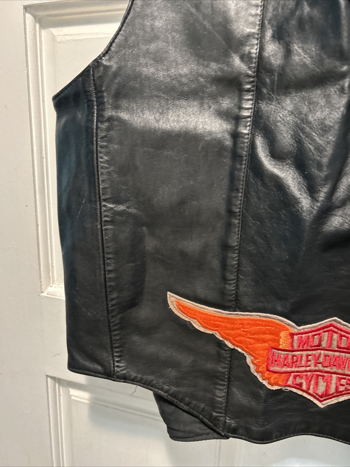 Harley Davidson Leather Vest Wings Logo Men’s M USA Vintage 80s 90s