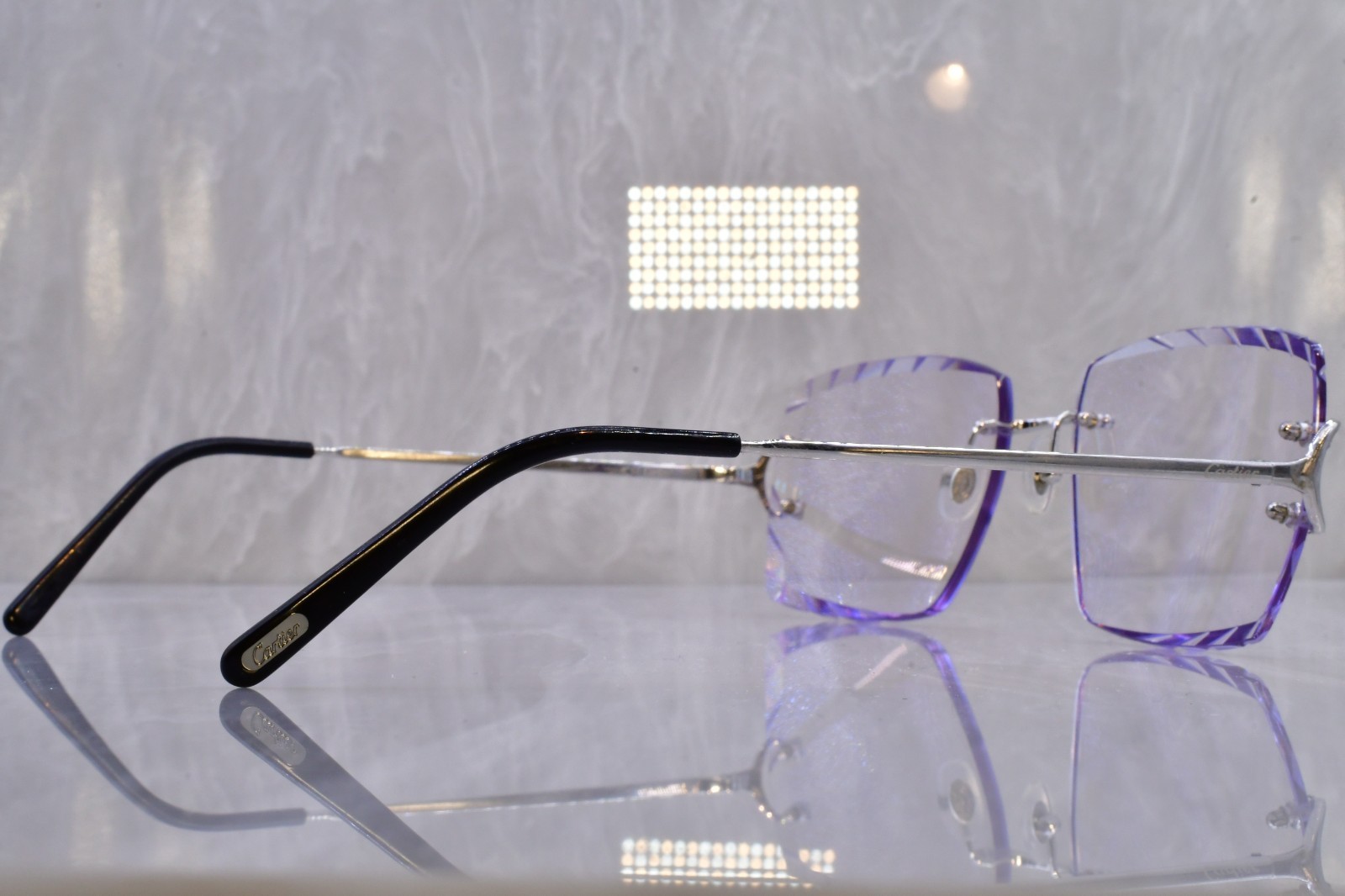 Cartier rimless sunglasses BIG C transition grey diamond Lens Piccadilly CT0092O