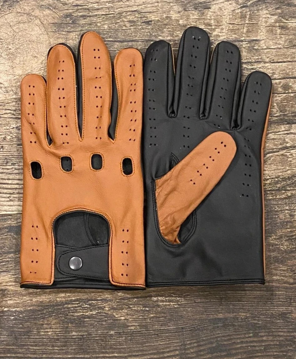 Driving Gloves Car Motorcycle Biker Genuine Leather Police Driver Glove TN-Black
