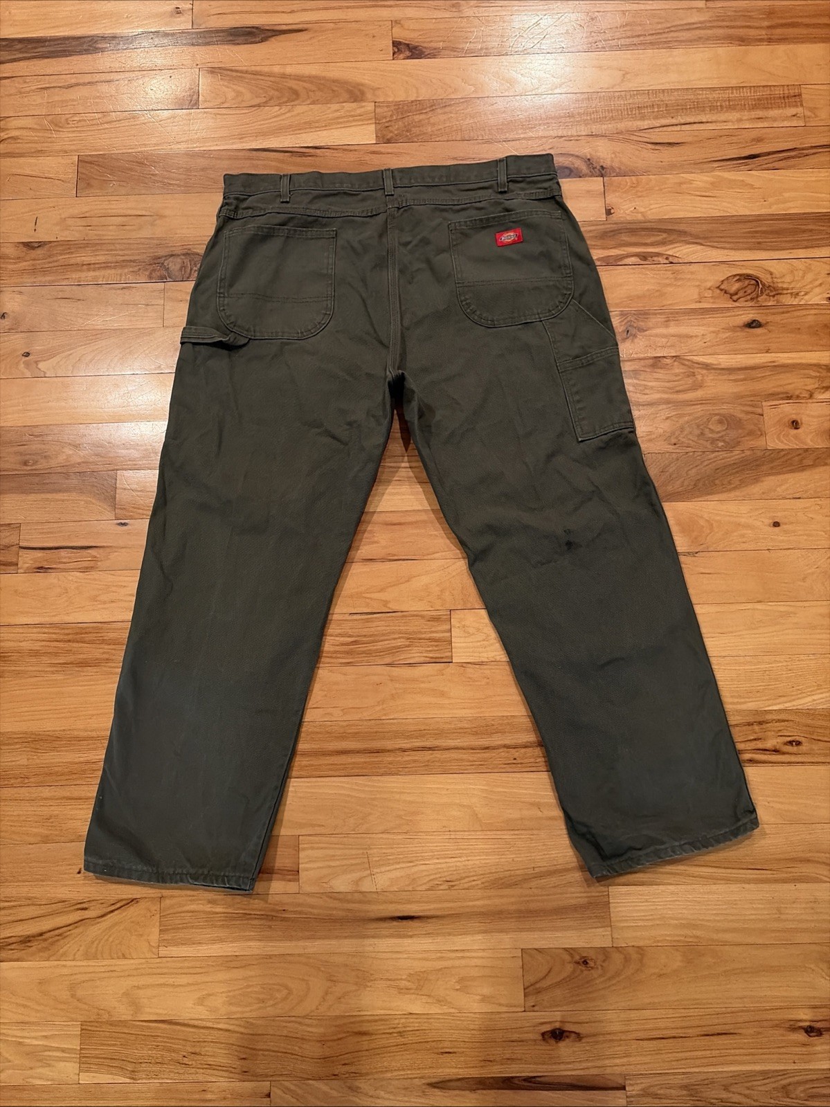 Dickies Carpenter Pants Mens 42 x 30 Green Relaxed Fit Work Canvas Hammer Loop
