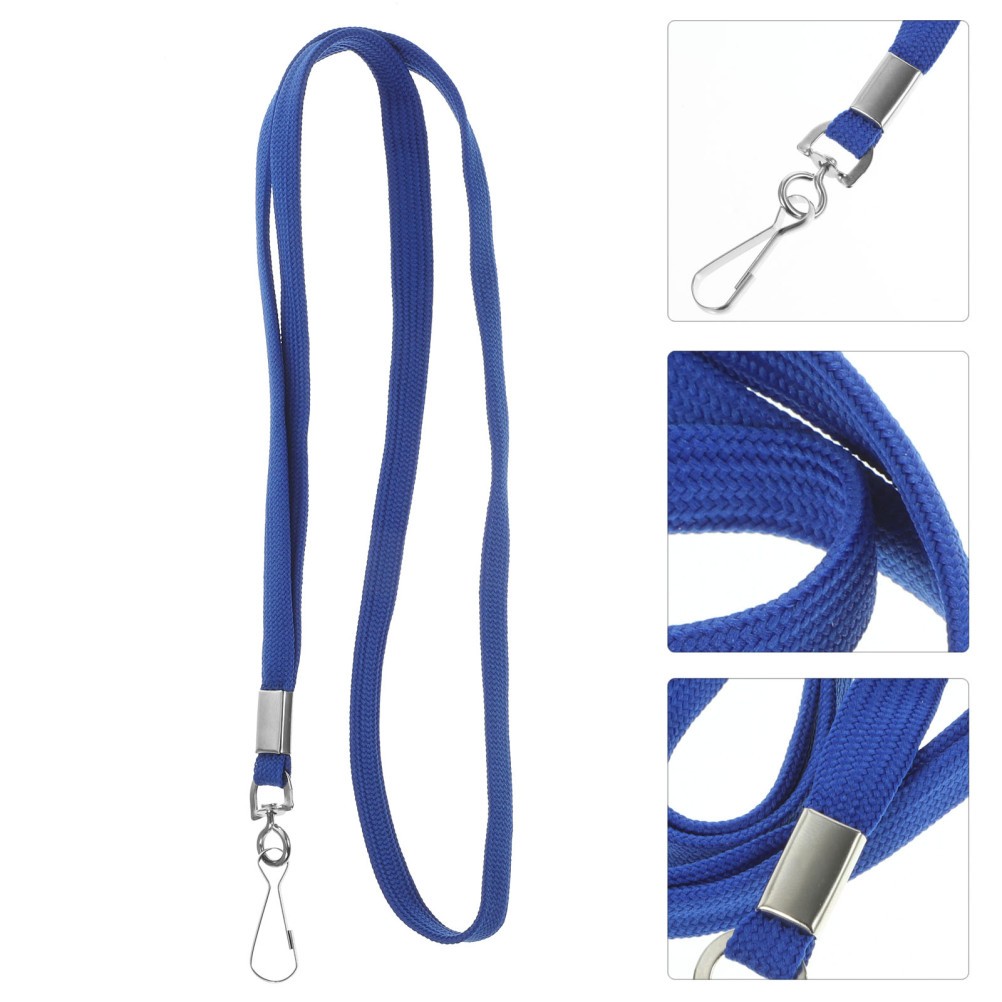 Reusable Blue Polyester Office Neck Lanyards with Aluminum Alloy 6Pcs Set