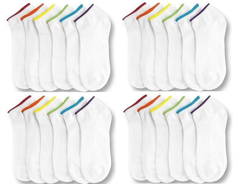 12 Pairs Lot Womens Ankle Spandex Low Cut Socks WHITE Colors #70023A Size 9-11