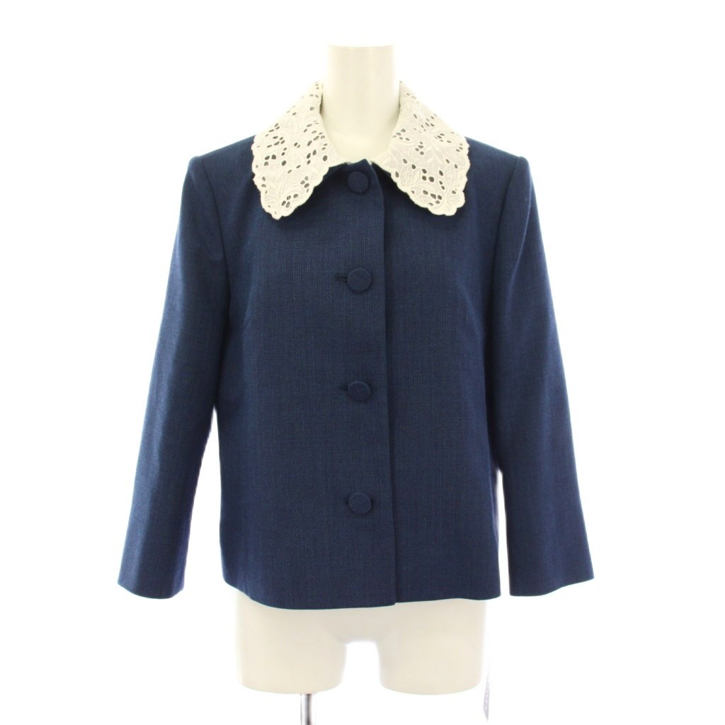 Foxey Navy & White Lace Wool Jacket Women’s Size 0 Fully Lined Unused