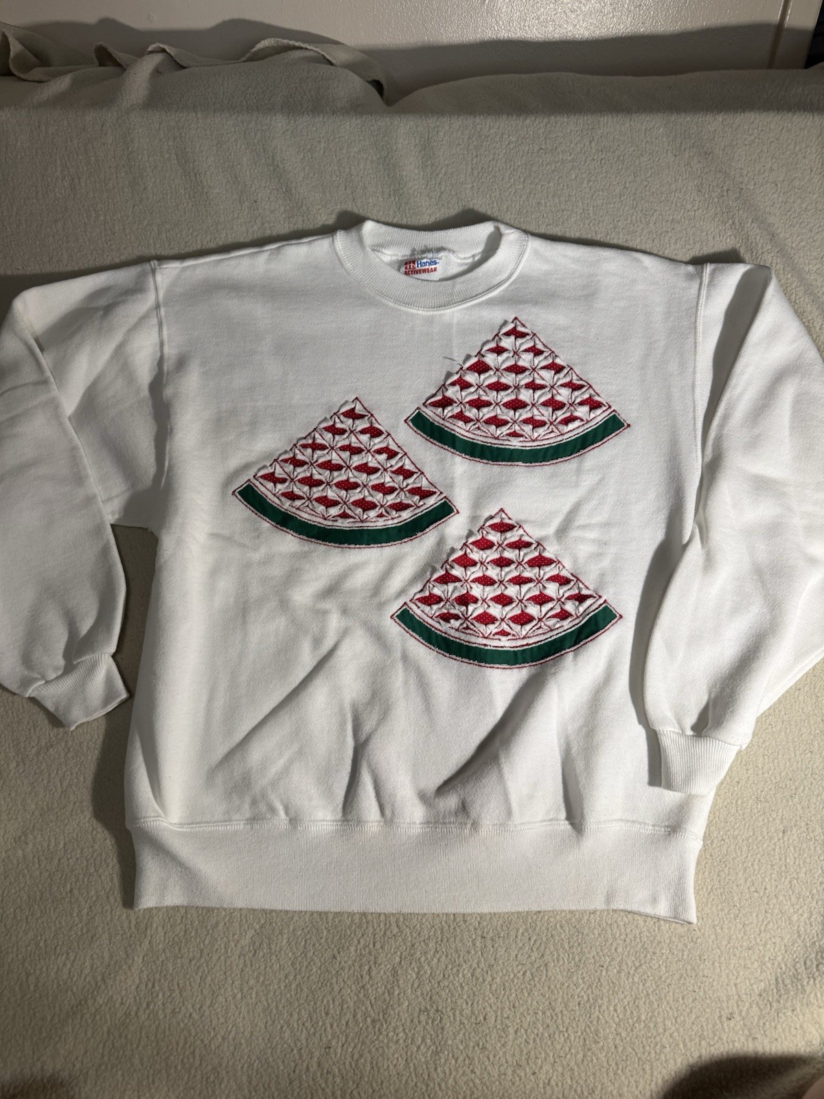 Vintage 90s Sweatshirt Watermelon Collage Sweatshirt Grunge Punk Ugly Old Lady L