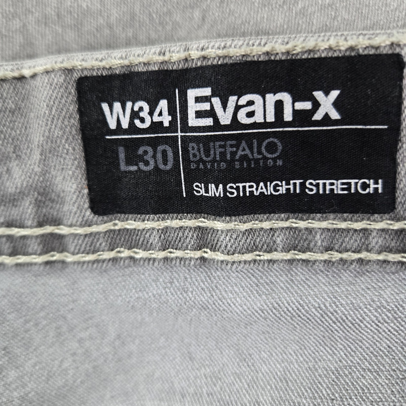 Buffalo David Bitton Men Jeans 34X30 Gray Denim Evan-X Slim Straight 26″