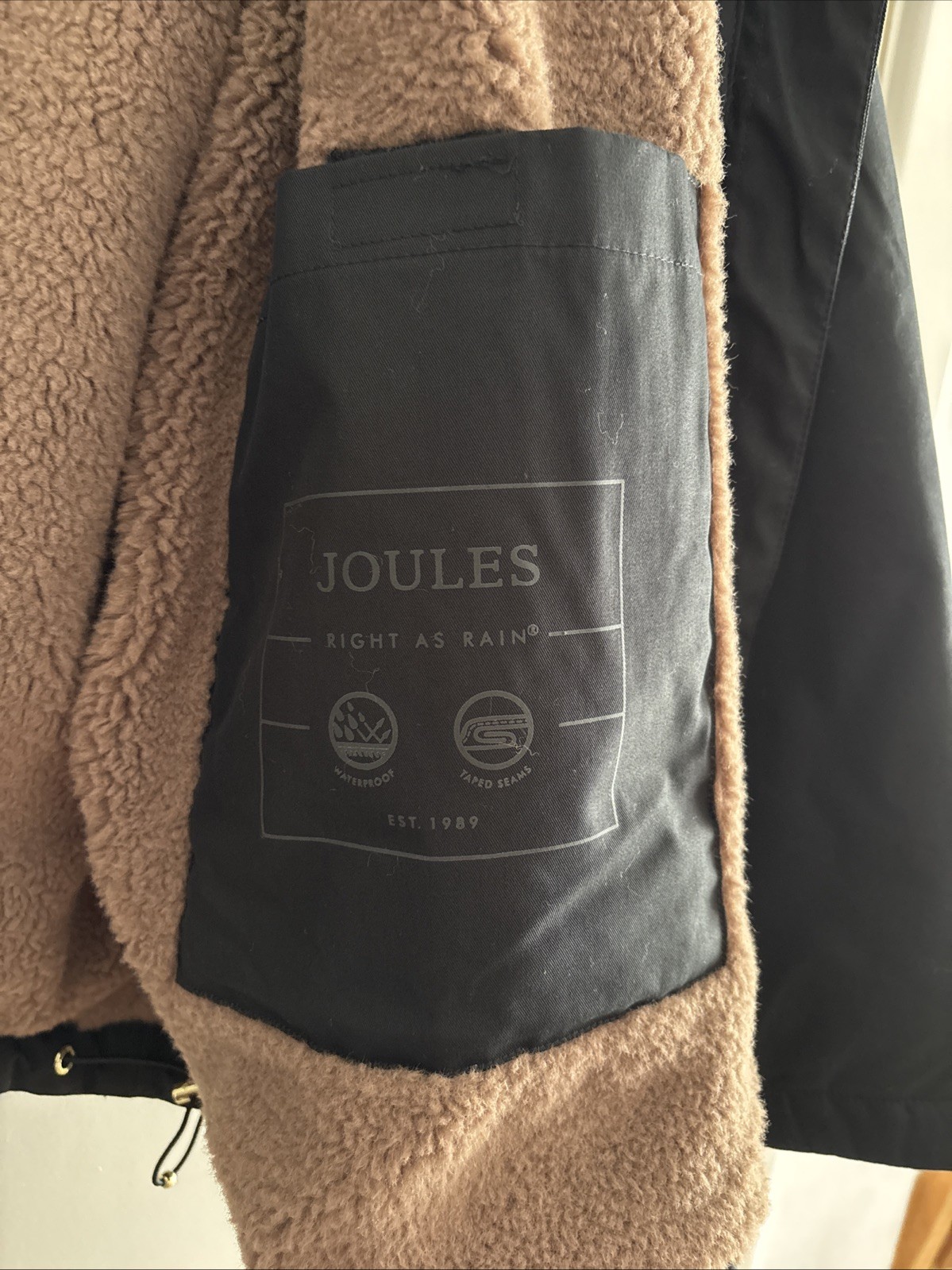 JOULES Coverwell Black Fleece Lined Waterproof Coat M/L EU40-46 BNWT RRP£129 Bl