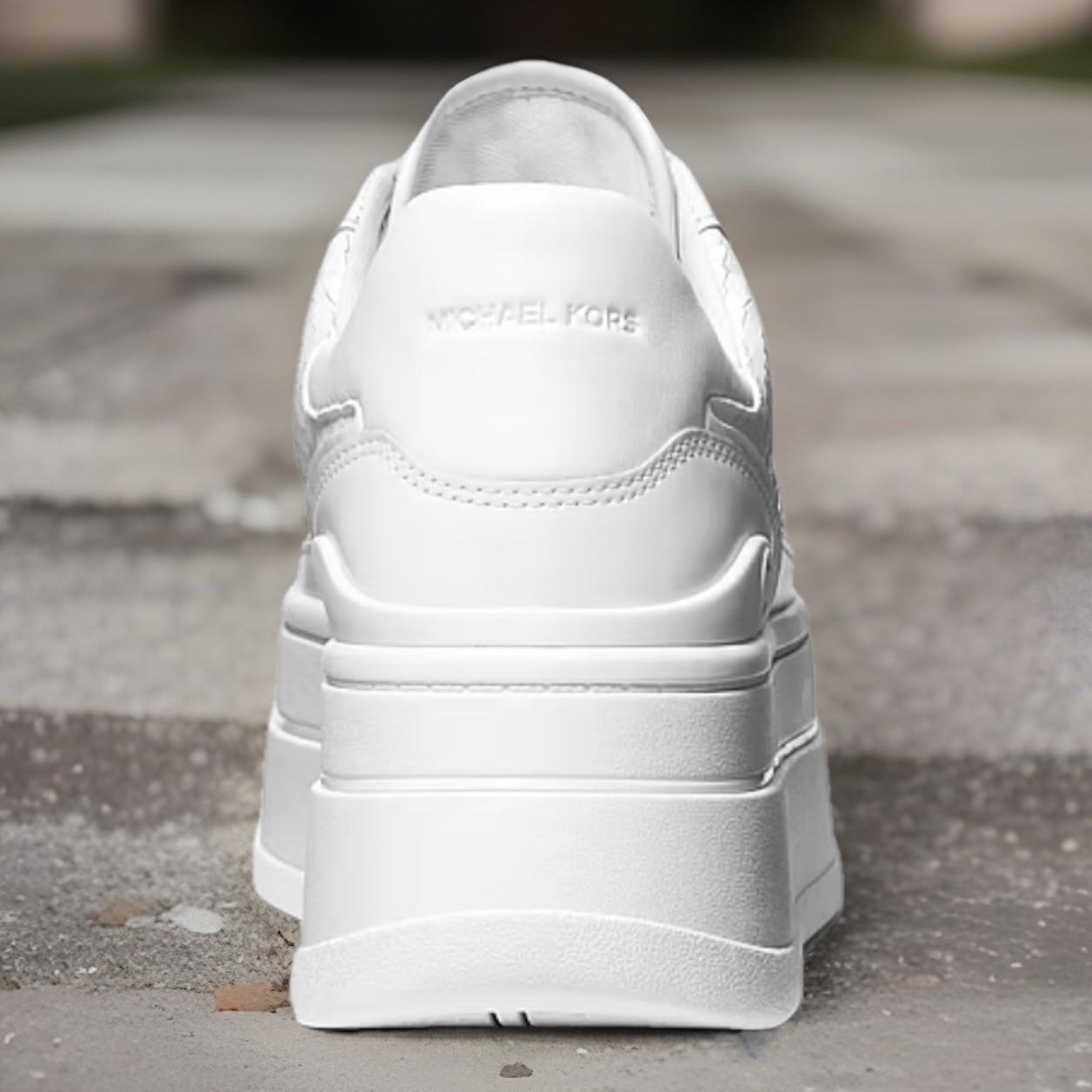 Michael Kors Optic White Hayes Snake Embossed Platform Sneaker Women’s Size 9.5