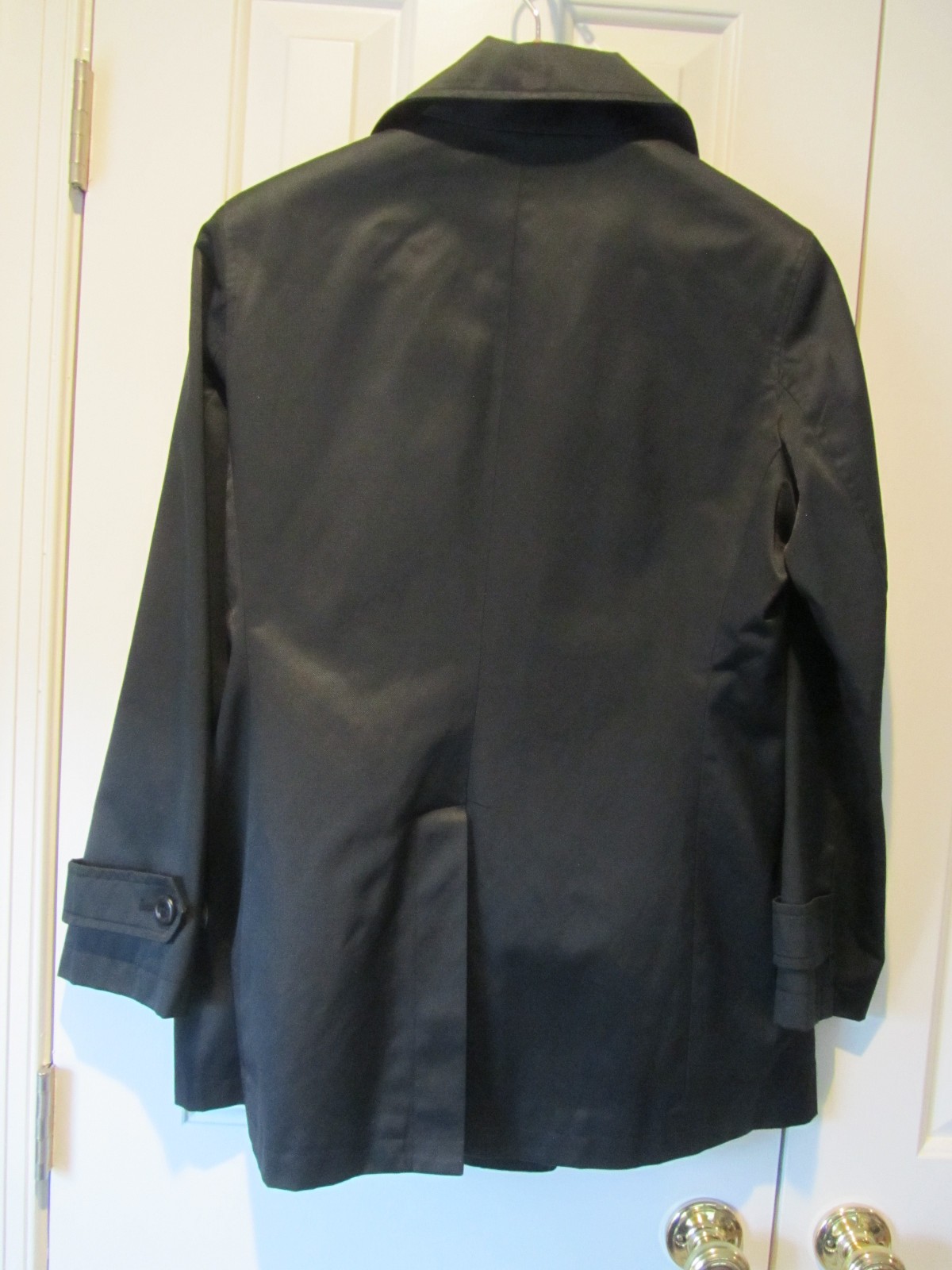 Gap Womens Trench Coat Medium Black Double Breasted Classic Jacket with Pockets