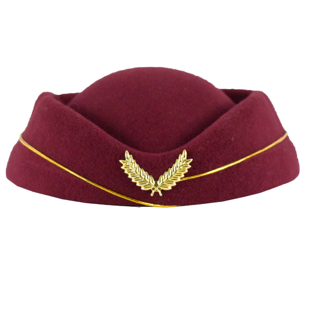 Airline Stewardess Flight Attendant Air Hostess Vintage Looking Hat Wine Red