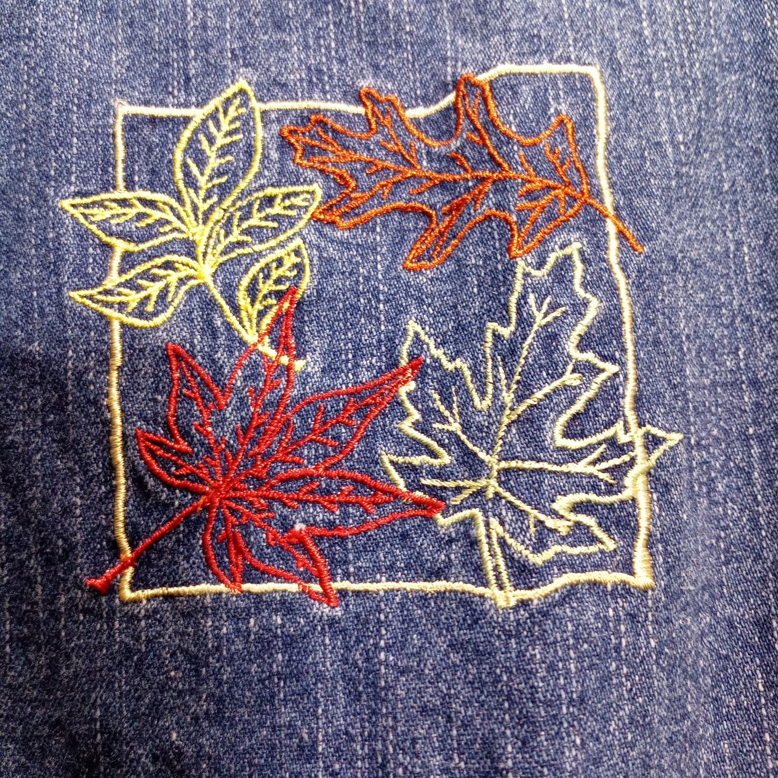 CC Hughes “Leaves” DENIM JUMPER DRESS W/ POCKETS SIZE M NWT