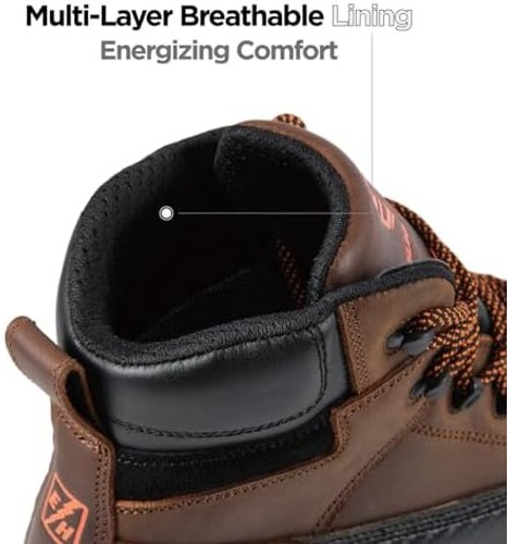 SUREWAY Men’s 6″ Waterproof Soft/Composite Toe Work Boots – Crazy Horse Leath…