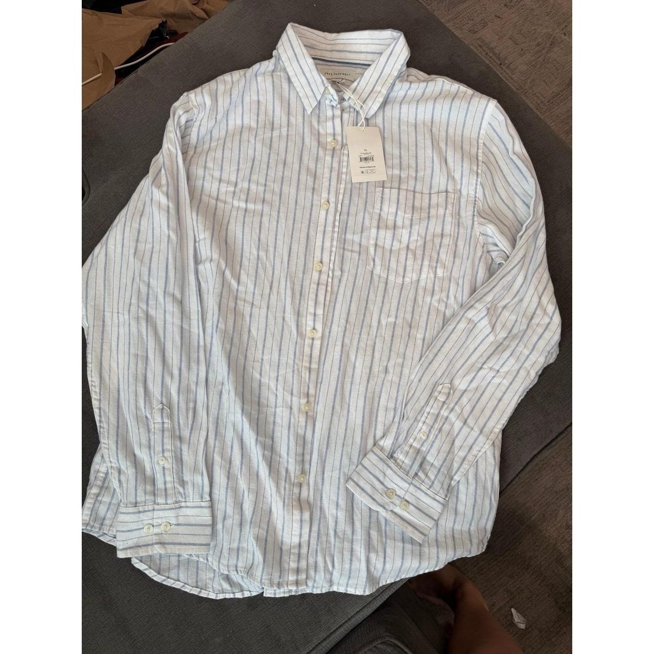 Free Assembly Men’s Button Front Flannel Shirt with Long Sleeves, Size XL