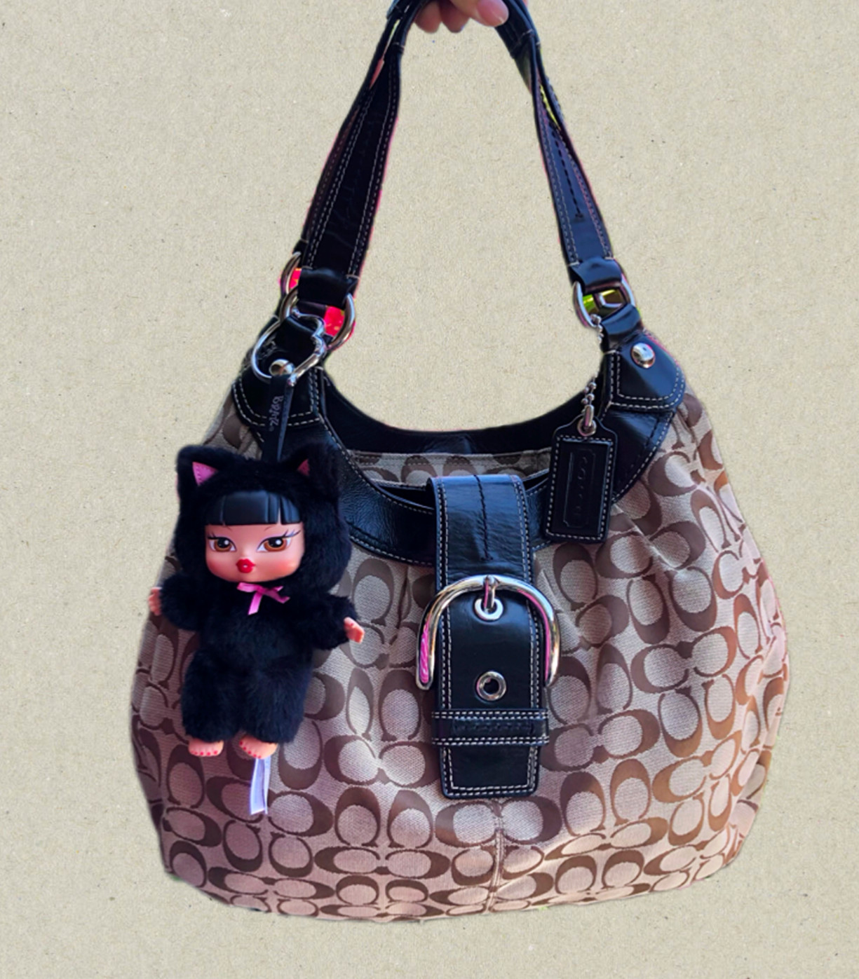 Coach Soho Lynn Large Hobo Shoulder Y2K Bag Brown Canvas F15083