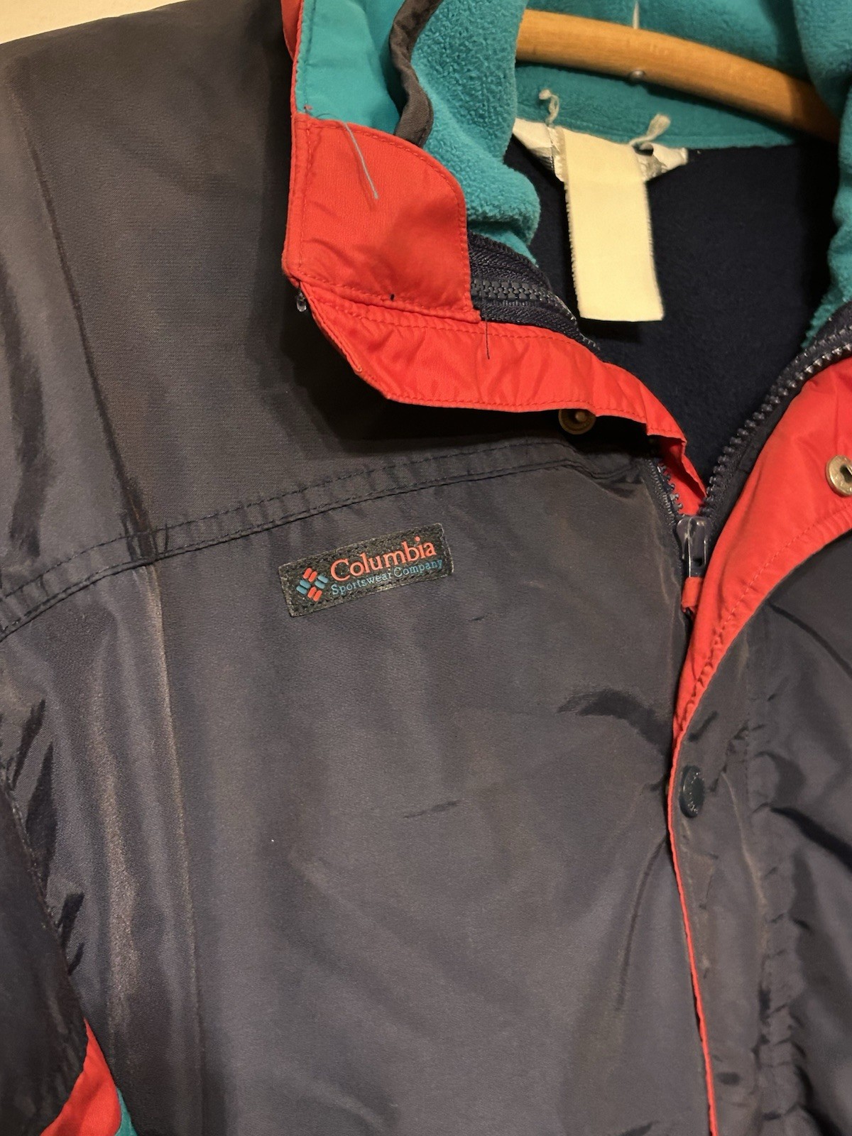 Vintage Columbia Longs Peak 3 In 1 Jacket Mens Large Interchange Teal Red 90s