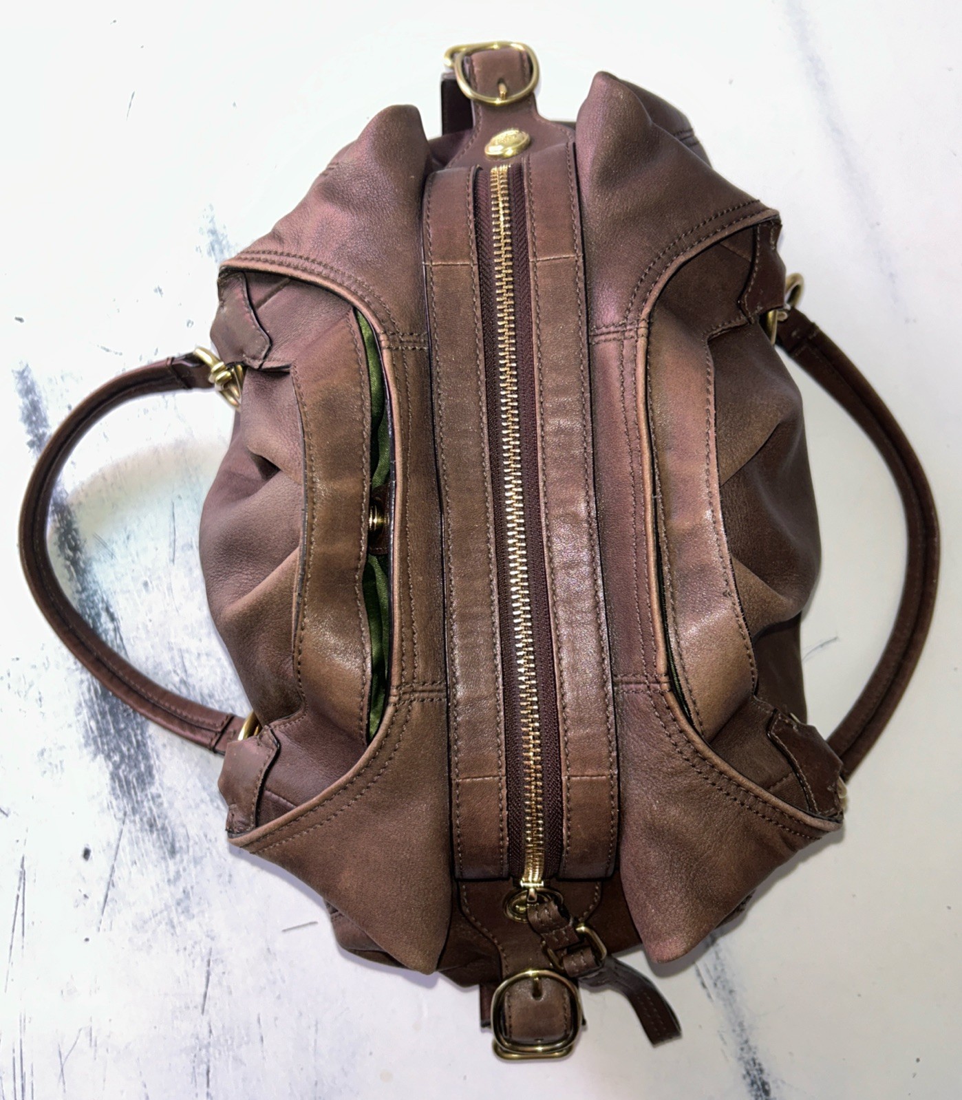 VTG Coach Madison Maggie Shoulder Bag Brown Leather G1082-15742 3 Compartments
