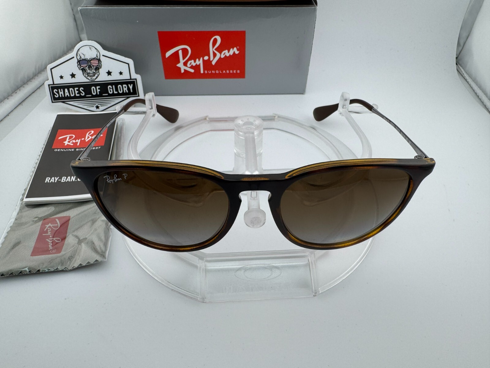RAY-BAN ERIKA RB4171 710/T5 HAVANA BROWN GRADIENT POLARIZED SUNGLASSES 54MM NEW