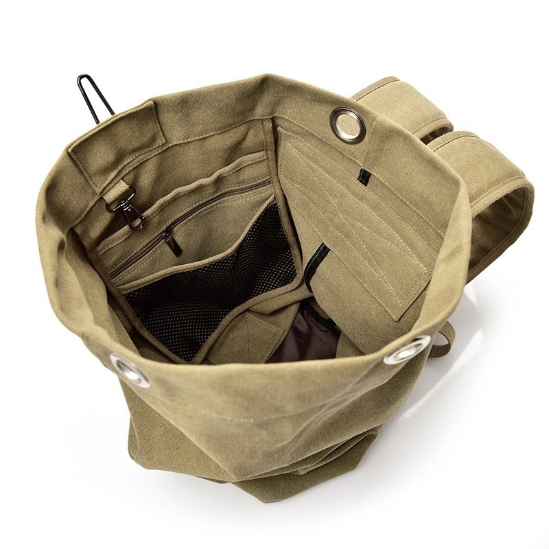 Canvas Luggage Bag Backpack Men Bucket Camping Travel Shoulder Rucksack