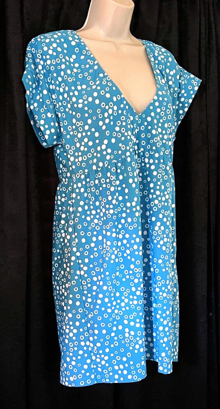 Athena Turquoise and White Bubbles Circles Polka Dots Swimsuit Cover Up M NWT