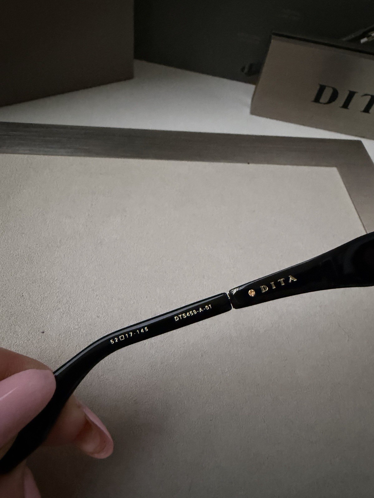 DITA DETRON DTS 459-A-01 Shiny Black Yellow Gold Grey Gradient Lens Sunglasses