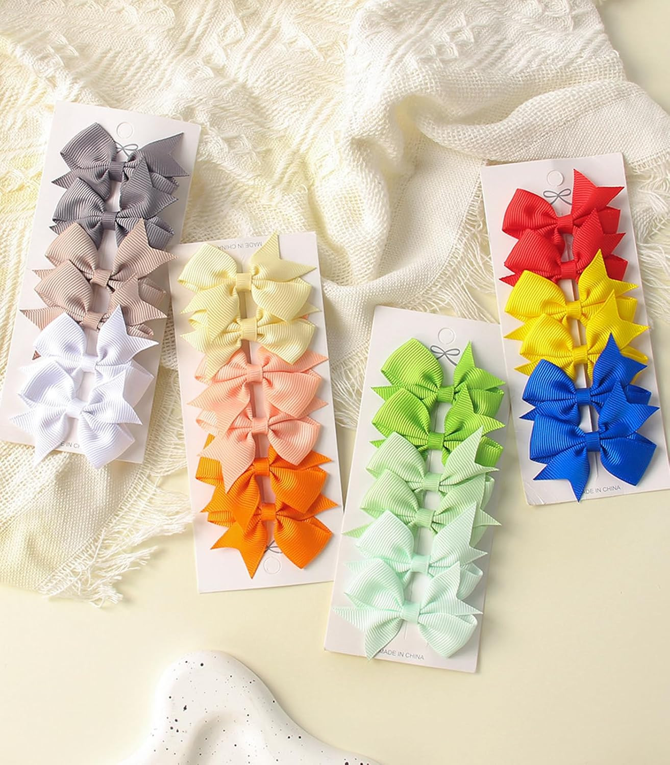 2″ Baby Hair Clips Fully Lined Bows Tiny Alligator Clips for Infants and Toddler