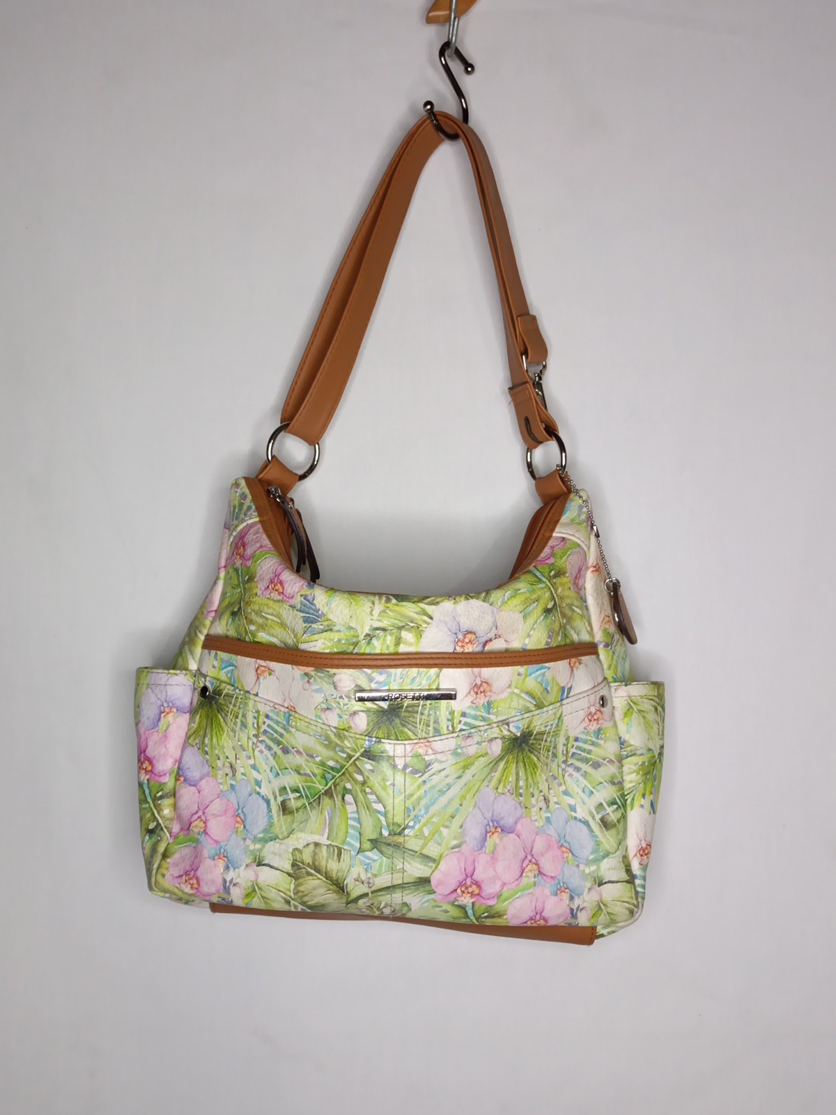 Rosetti Orchid Floral Shoulder Bag Purse Crossbody Colorful Summer Outer Pockets