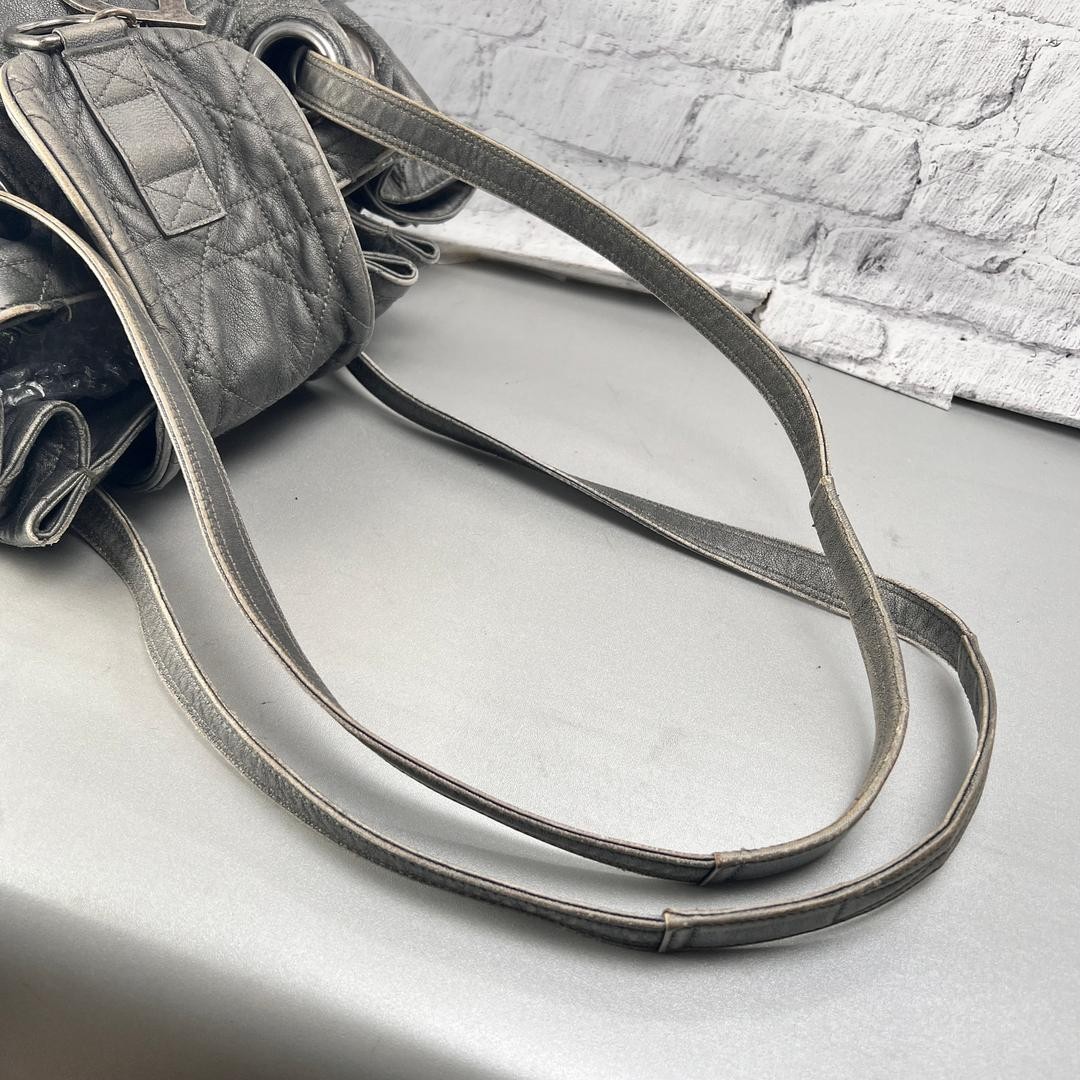 Dior Cannage Grey Shoulder Bag A-14687 Japan Used 0713879