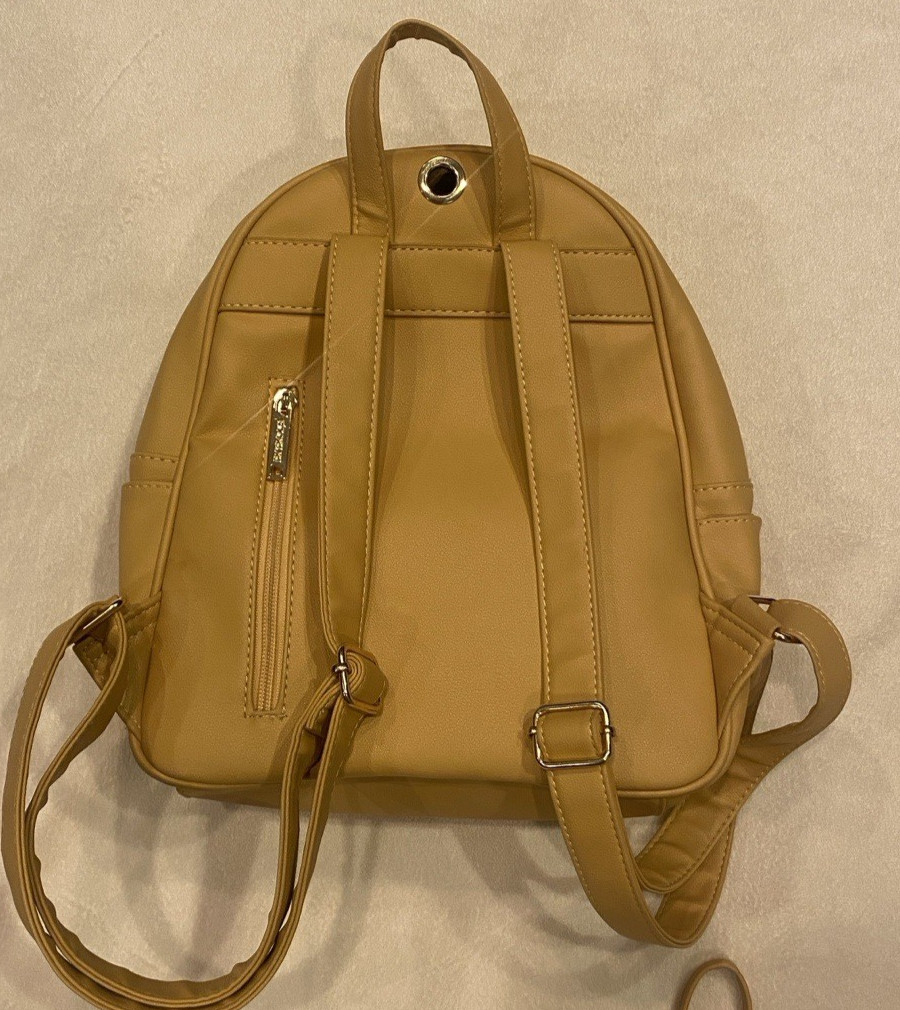 New! ECOSUSI Yellow Gold Backpack Purse & Matching Wristlet Wallet PU Leather
