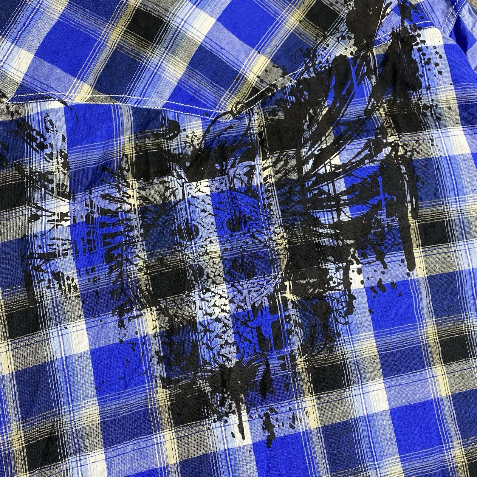 Ely Cattleman Shirt Mens L Blue Plaid Western Pearl Snap Cowboy Rodeo Rancher