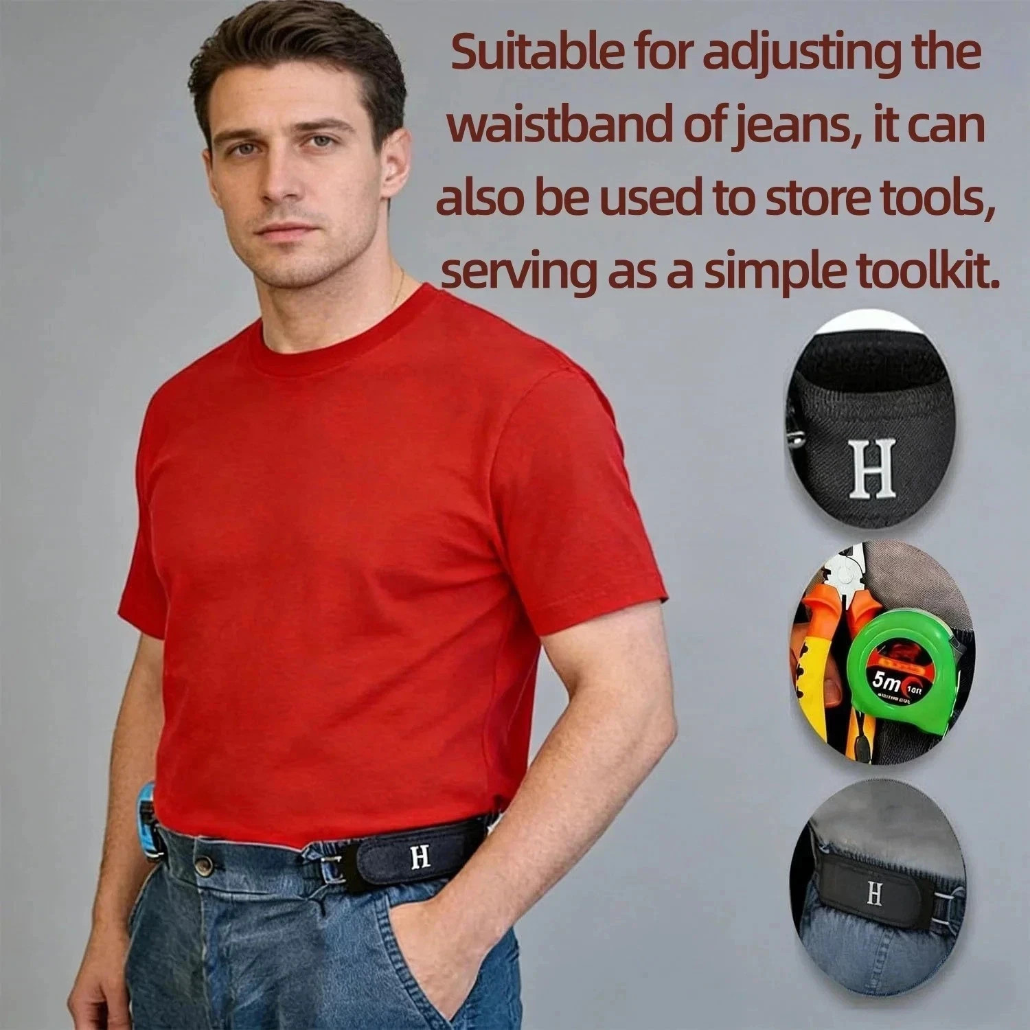2Pcs Adjustable Buckleless Belt Hook Elastic Waist Buckle Waist Belt