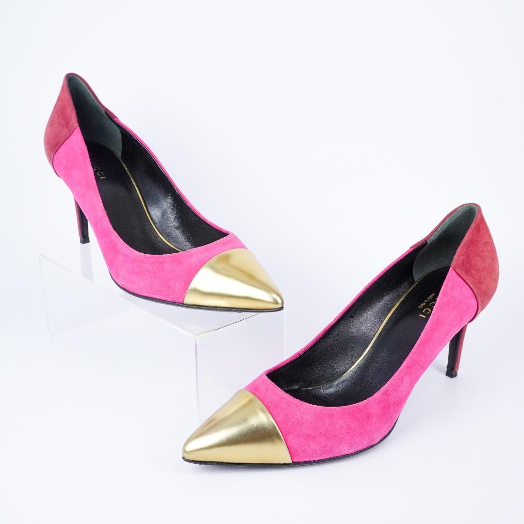 Gucci Pink Suede Pointed Toe Stiletto Heels 7.1-10cm Pre-owned 25cm
