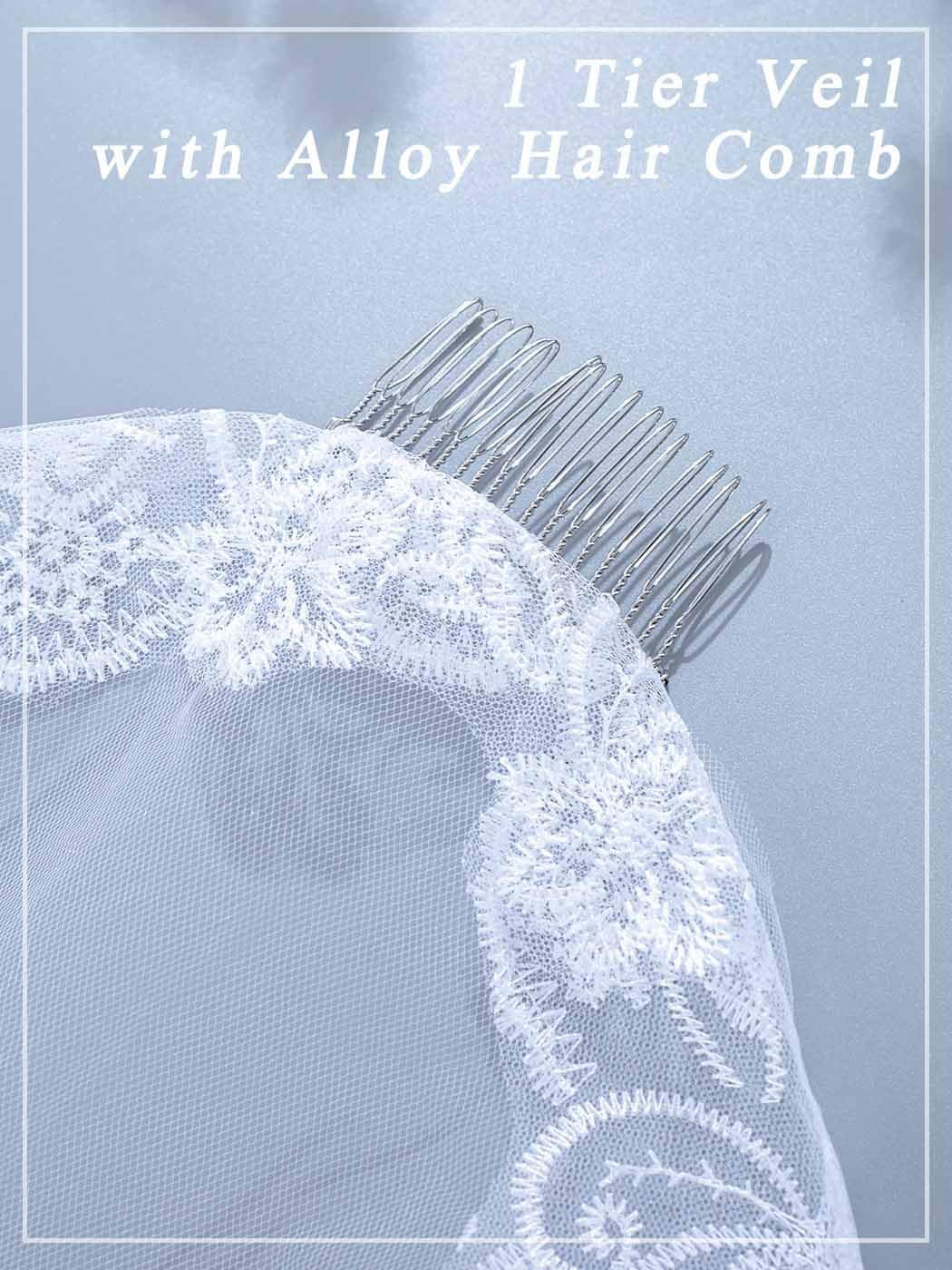 Cathedral Wedding Veil with Comb 1 Tier Lace Long Veils Lace Applique Veil for W