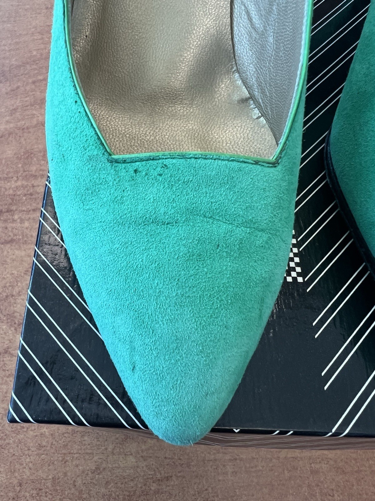 Gianni Versace Green Suede Scalloped Pointed Toe Slip-On Pumps Heels EU 37
