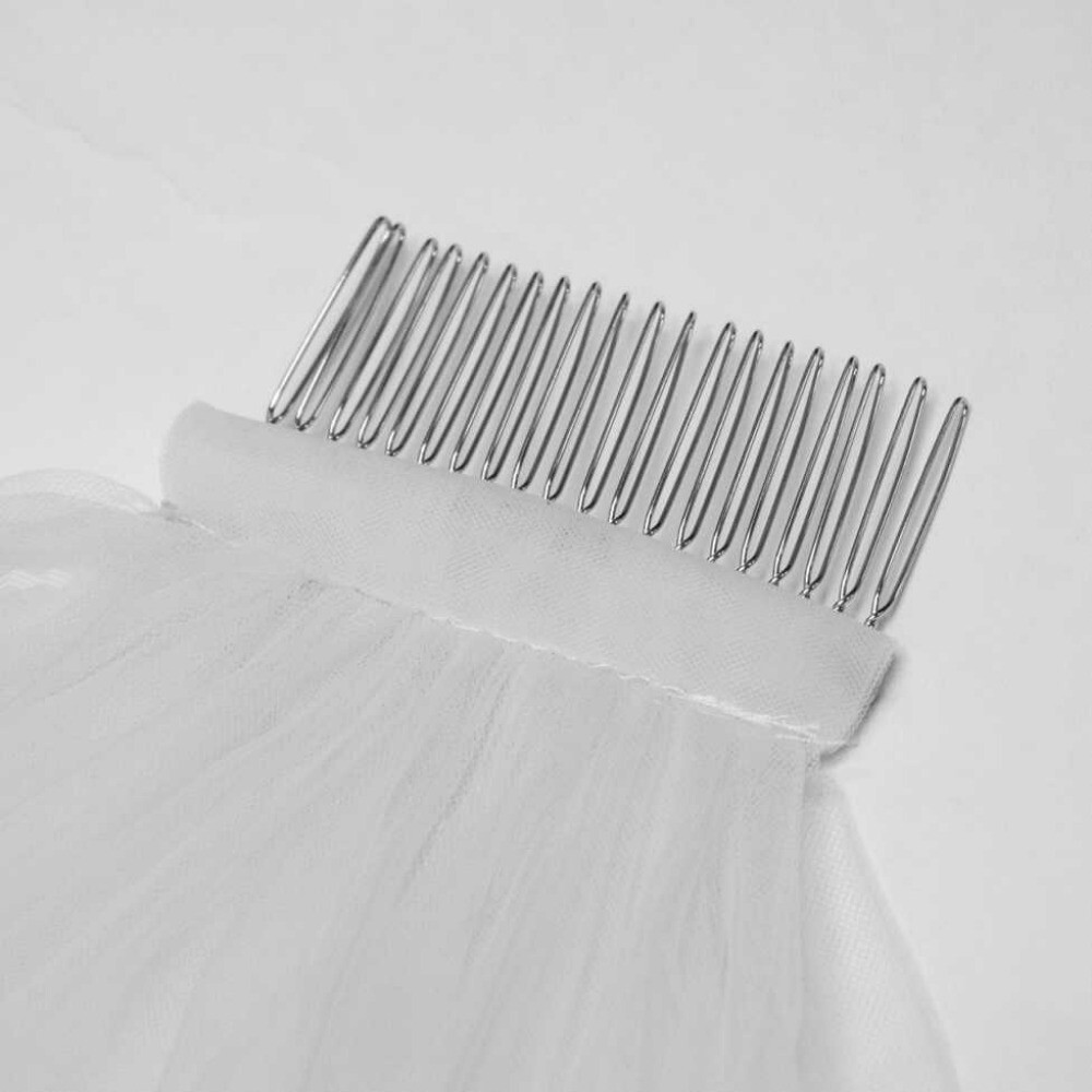Bridal Wedding Veil Flower Applique Edge Lace Cathedral Length With Comb