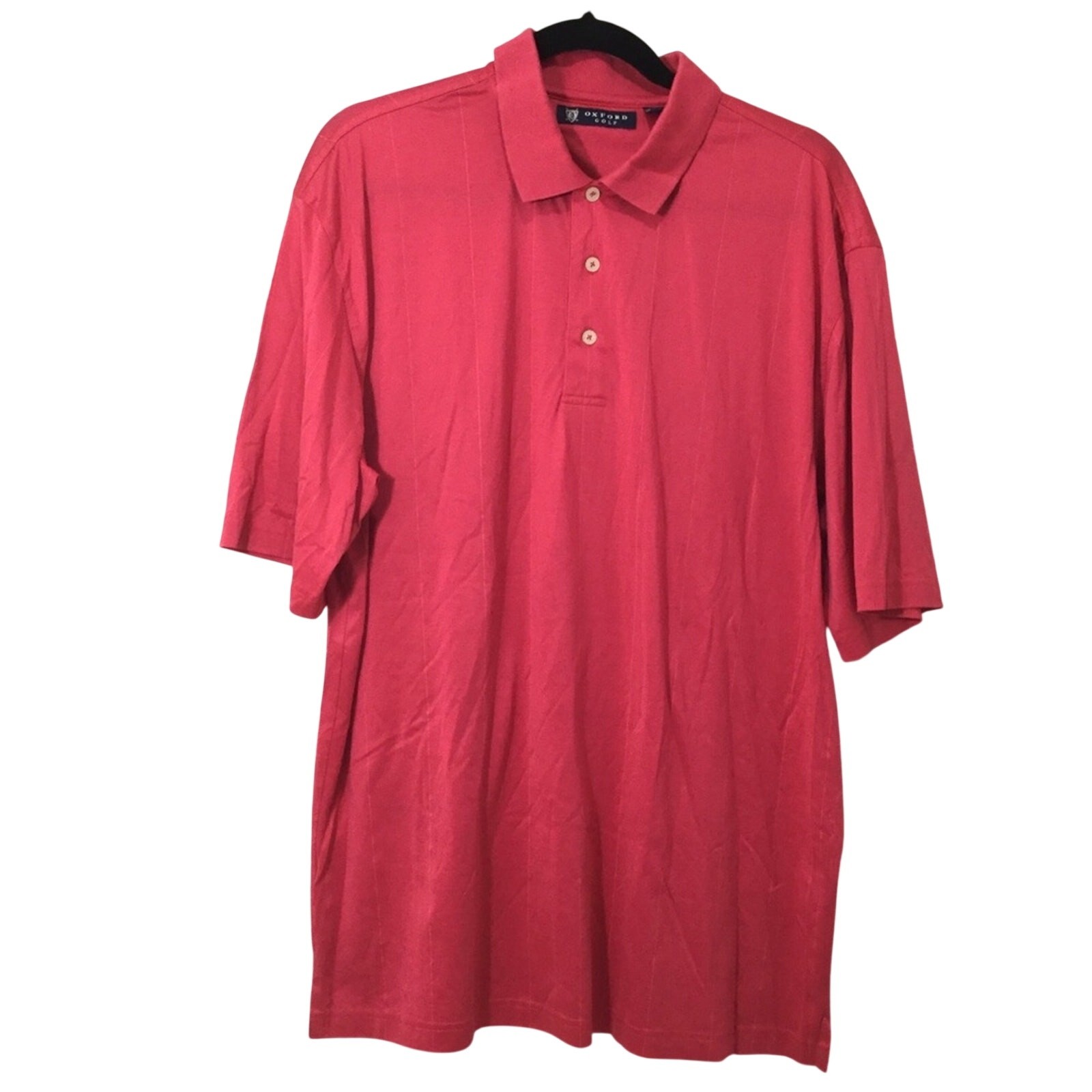 Oxford Golf Classic Preppy Minimalist Retro Country Club Casual Polo Shirt Red L