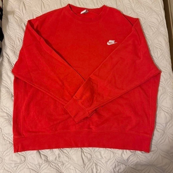 Nike Red Mens Unisex Embroidered Oversized 2XL XXL Comfy Sweatshirt Crewneck