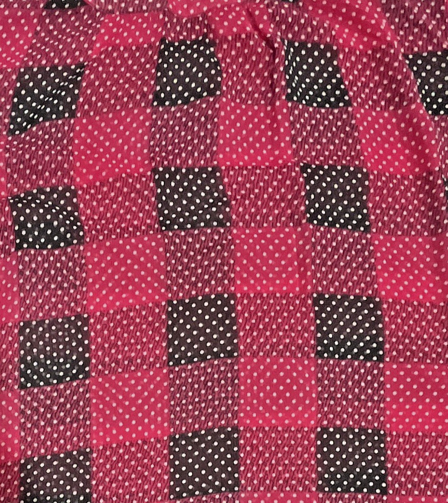 Chico’s Additions Black Fuchsia Plaid Polka Dot Sheer Tunic Top ¾ Sleeve 0